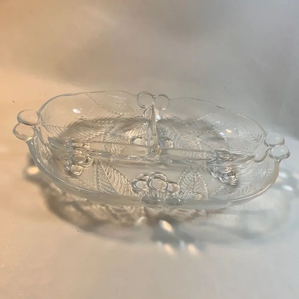 Cherry Patch Clear Glass 3 Divided Serving Tray